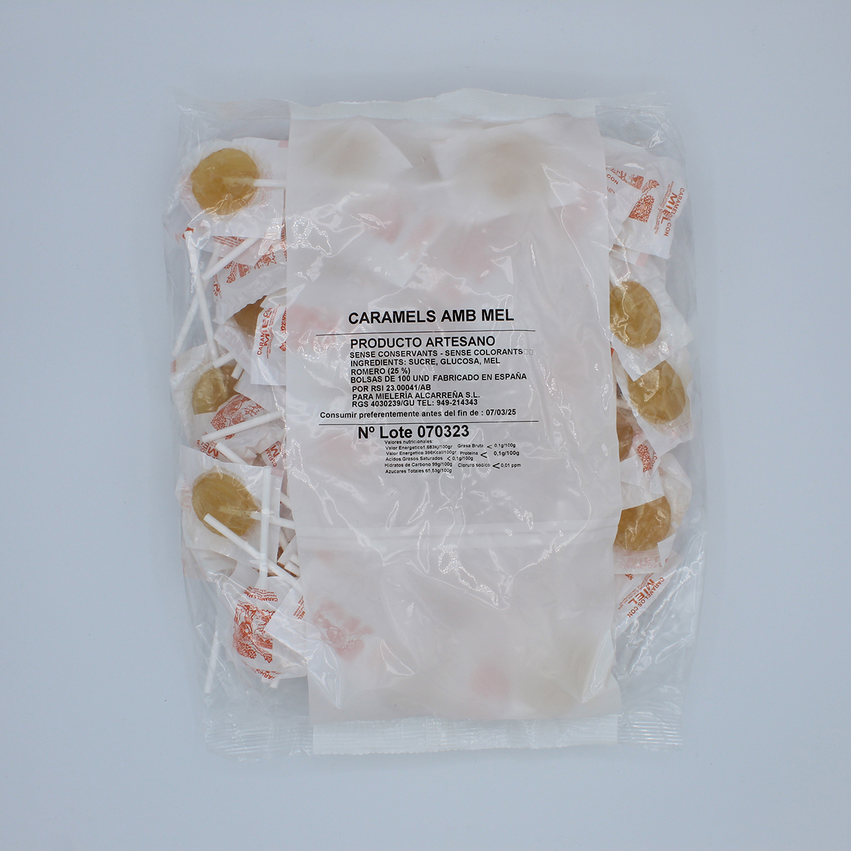 Piruletas de caramelo de miel